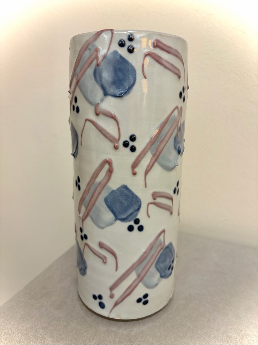 Cunningham Studio Pottery Vase 1990 Signed Abstract Design 9 Vintage MCM